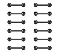 FECTAS 6pairs Tongue Bar Nipple Bars 14G 12mm Tongue Bars Piercing Stainless Steel Tongue Nipple Piercing Jewellery Black