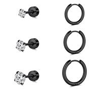 FECTAS Helix Tragus Piercing Jewellery Stainless Steel Hoop Earring 8 10 12mm Black Forward Helix Conch Daith Rook Stud 6 8 10mm Diamond Opal Threadless