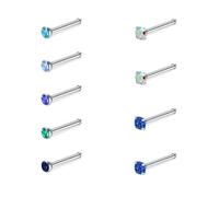 FECTAS Nose Stud 22g Silver Surgical Steel Nose Piercing 7mm Length Straight Thin Stainless Steel Diamond Piercing Jewellery 0.6mm