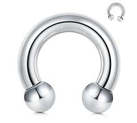 FECTAS PA Ring Prince Albert Piercing Internally Threaded Circular Barbells Horseshoe 0G 19mm Surgical Steel Body Jewellery for Men Women