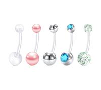 FECTAS Pregnancy Belly Bar Plastic Dangly Maternity Belly Button Piercing Jewellery 10mm