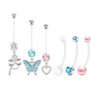 FECTAS Pregnancy Belly Bar Plastic Dangly Maternity Belly Button Piercing Jewellery 25mm