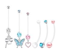 FECTAS Pregnancy Belly Bar Plastic Dangly Maternity Belly Button Piercing Jewellery 32mm