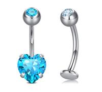 FECTAS Titanium Belly Bars 12mm Implant Grade Hypoallergenic Titanium Belly Button Bars Blue