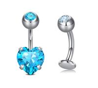 FECTAS Titanium Belly Bars 8mm Implant Grade Hypoallergenic Titanium Belly Button Bars Blue