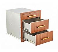 Fectiontool with Single Row Three Tier Drawer - Outdoor Kitchen Drawer, 16 Inch Wide, 21.5 Inch High, 18 Inch Deep, and Stainless Steel Handle