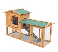 FED 21400 Large Wooden Rabbit Hutch with Extended Run - 2-Tier, Pull-Out Floor, Ramp, Gun Metal Locks, Weatherproof Finish (1470x520x855 mm)