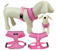 FED 67066 Large Pink Mesh Dog Harness - Breathable Adjustable Reflective