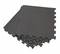 FED 67250 1X16: EVA Interlocking Foam Tiles, 4-Pack (16 sq ft), Charcoal Grey, 60x60x10mm, Diamond-Plate Top