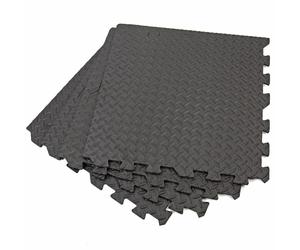 FED 67250 1X16: EVA Interlocking Foam Tiles, 4-Pack (16 sq ft), Charcoal Grey, 60x60x10mm, Diamond-Plate Top