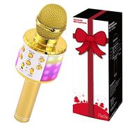 Fede Karaoke for Kids Adults, Mini Machines Karaoke with 2 Wireless Microphones, Portable Bluetooth Speaker with Voice Changing Effects & LED Lights, Best Gifts Toys for Girls and Boys