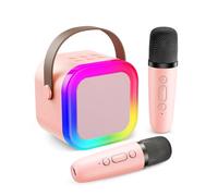 Fede Karaoke Machine for Kids Adults, Mini Karaoke Machine with 2 Wireless Microphones, Portable Bluetooth Speaker with Voice Changing Effects & LED Lights, Best Gifts Toys for Girls and Boys