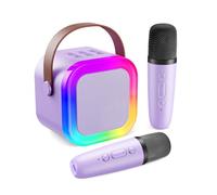 Fede Karaoke Machine for Kids Adults, Mini Karaoke Machine with 2 Wireless Microphones, Portable Bluetooth Speaker with Voice Changing Effects & LED Lights, Best Gifts Toys for Girls and Boys