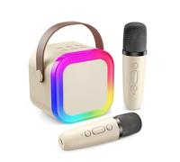 Fede Karaoke Machine for Kids Adults, Mini Karaoke Machine with 2 Wireless Microphones, Portable Bluetooth Speaker with Voice Changing Effects & LED Lights, Best Gifts Toys for Girls and Boys