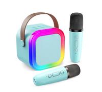 Fede Karaoke Machine for Kids Adults, Mini Karaoke Machine with 2 Wireless Microphones, Portable Bluetooth Speaker with Voice Changing Effects & LED Lights, Best Gifts Toys for Girls and Boys