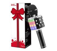 Fede Microphone for Kids Adults, Wireless Bluetooth Microphone with Flashing Colorful LED Lights Portable Speaker Karaoke Machine, Home KTV Player Support Android & iOS Devices for Party Singing