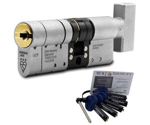 Federal 3 Star Euro Cylinder Thumb Turn Door Lock TS007 Diamond Secure Anti-Snap Dual Finish 5 Keys - 10 Year Guarantee 55/45