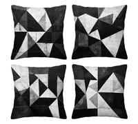 Federe Cuscini Divano Set di 4 45x45 cm Velluto Bianco e Nero Copricuscini Quadrati Eleganti per Salotto Camera da Letto e Casa - Comfort e Stile U-4