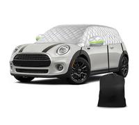 Federedevo 6 Layers Half Car Cover for 2000-2025 Mini Cooper/S/Hardtop 2 Dr - Hail & Snow Shield | Scratch-Free Hooks + Reflective Strips | Waterproof Roof Cover All Weather Dust, Sun Protection