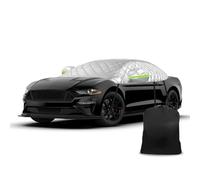 Federedevo 6 Layers Half Car Cover for 2005-2025 Ford Mustang S-197/S550/S650 - Hail & Snow Shield | Scratch-Free Hooks + Reflective Strips | Waterproof Roof Cover All Weather Dust, Sun Protection
