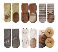 FedMois 5 Pairs Baby Kids Cozy Warm Winter Socks Anti-slip Infant Toddler Thermal Crew Socks, fox, 0-1 Year