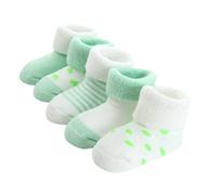 FedMois Baby Thick Winter Socks Cotton Toddler Infant Newborn Cozy Warm Socks Pack of 5, Green, 6-12 months