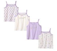 FedMois Girls Cotton Cami Tops Undershirts Summer Tops, Pack of 4, Purple, 2-3 Years
