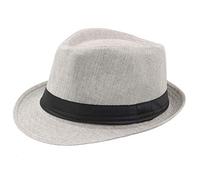 Fedora Hat for Men Unisex Classic Panama Hats Timelessly Short Brimmed Trilby Hats Classic Summer Beach Sun Hat British Band Casual Jazz Hats Grey
