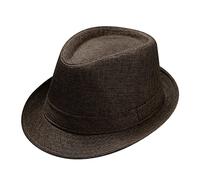 Fedora Hats for Men Short Brim Classic Panama Hat Without Belt Unisex Fedora Hat Short Brim Beach Sun Cap British Style Jazz Hats Coffee