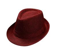 Fedora Hats for Men Short Brim Classic Panama Hat Without Belt Unisex Fedora Hat Short Brim Beach Sun Cap British Style Jazz Hats Red