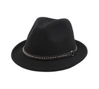 Fedora Hats Panama Hat Casual Fashion Decorative Costume Hat Widebrim Jazz Cap for Travels Fancy Dress Stage Performance, Black