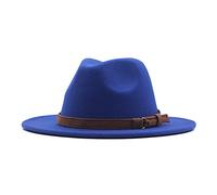 Fedora Hats Women's Felt Hat Fedora Hat Wide Brim Festival Carnival Outfit Boho Band Vintage Panama Hats Trilby Hat Travel Cowboy Hat Felt Rancher Wool Hat, A Blue, L
