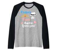 Fedora Or Tiara Auntie Loves You Gender Reveal Party Gift Raglan Baseball Tee