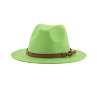 Fedora Trilby Felt Hats Fedora Hats for Women Men Wide Brim Solid Women Hats Band Belt Classic Formal Hats 60-62Cm(XL) Fruitgreen