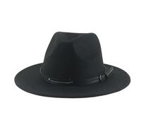 Fedora Trilby Felt Hats for Women Hats for Men Top Hats Felted Caps Solid Casual Formal Wedding Decorate Wide 56-58Cm(Adults) Black
