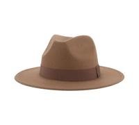 Fedora Trilby Felt Hats Women's Hat Men Fedora Hats Wide Brim Belt Ribbon Band Solid Classic Formal Dress Wedding Fedora Hats for Men 52-54Cm(Kids) Khaki