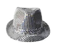FEDORA TRILBY GANGSTER SEQUIN HAT GLITTERY JAZ UNISEX CAP HIPHOP FANCY DRESS