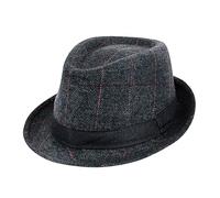 Fedora Trilby Hat for Men Short Brim Panama Hat British Vintage Wool Felt Jazz Cap Bowler Cap Jazz Dancers Gangsters Rapper Cowboy Gentleman Fedoras Roll-up Manhattan Headwear for Party Dancing Stage