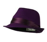 Fedora with Pleated Satin Band - Purple W18S44D - Purple -