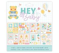 FEDPG001 | Hey Baby Decoupage Pad 8" x 8" / 20.3 x 20.3 cm (24 Sheets, Glitter Effect, Die-Cut For Easy Assembly, Acid Free, FSC | Perfect For Scrapbooking and Photo Storage