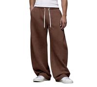 FEDTOSING Mens Baggy Joggers Open Hem Wide Leg Elastic Waist Drawstring Sweatpants Cotton Casual Track Bottoms with Pockets Coffee