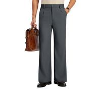 FEDTOSING Wide Leg Casual Baggy Dress Pants Men Bootcut Flared Pleated Pants Vintage Lightweight Slacks Trousers for Men Grey