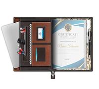 FEDUS 30 Sheets Multipurpose PU Leather Document Folder Certificate Document Bag Portfolio Executive Folder Legal Size Document Holder with 30 Sheets for Men and Women