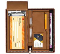 FEDUS Handmade Stretch Vegan Leather Check Holder for Cards, Cheques for Women/Men, Travel Wallet, Cheque Wallet, Cheque Holder, Briefcase, Double Brown, Classic
