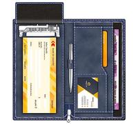 FEDUS Handmade Stretch Vegan Leather Check Holder for Cards, Cheques for Women/Men, Travel Wallet, Cheque Wallet, Cheque Holder, Briefcase, Cornflower, Classic