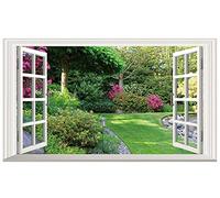 FEDZH Green Flowers Garden Scenery 3D Fake Window Vinyl Wall Stickers Bedroom Living Room Decoration Landscape Big Wallpaper 60x90cm