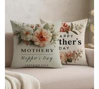 Feeaxeae Set of 2 Beige Cushion Covers 40 x 40,Velvet Decorative Throw Pillow Covers for Sofa Couch,Home Decoration Cushions with Double Sided Print & Invisible Zipper, Mother'S Day,-#b1172s