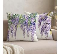 Feeaxeae Set of 2 Light Purple Cushion Covers 40 x 40, Velvet Throw Pillow Covers for Sofa Couch, Home Decoration Cushions with Double Sided Print & Invisible Zipper, Lavender, #b1066s