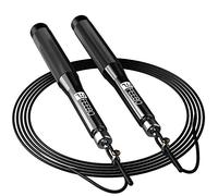 feebo High Speed Jump Rope, Adjustable Tangle - Free, Skipping Rope - Weighted, 360 Degree Spin Jumping Rope with 2 Speed Rope & Comfortable Non-Slip Grip for Boxing, MMA, Fitness, Workout (Black)