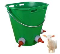 Feed Bucket, 8L Large Capacity Livestock Milk Goat Feeder with Nipple, Green Sheep Feeder & Baby Bottle Bucket for Calves, Lambs, and Kids, 3 Mouth